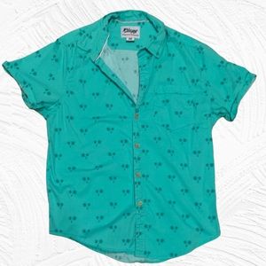 Plugg Mens Tropical Palm Tree Summer Button Down